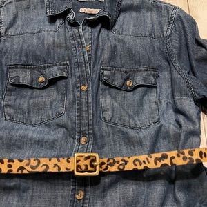 Merona denim style shirt dress with side pockets at hips